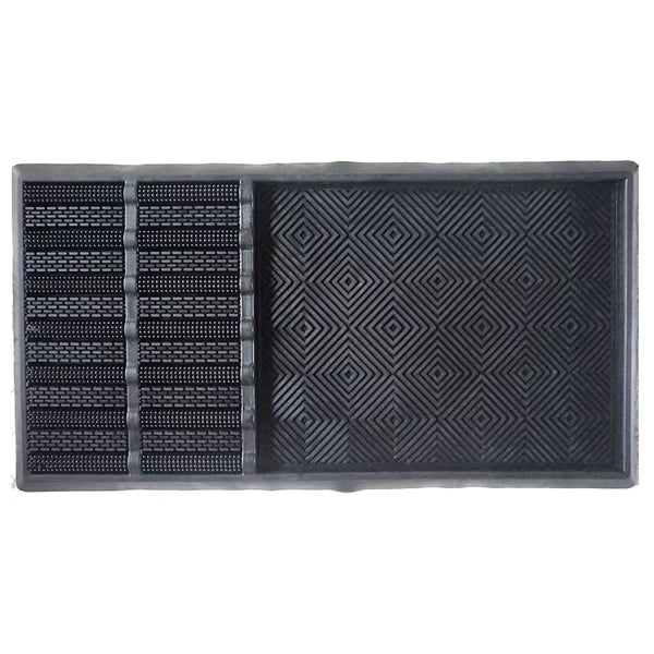 IH Casa Decor 16" x 32" Rubber Black Boot Scrape & Store Door Mat