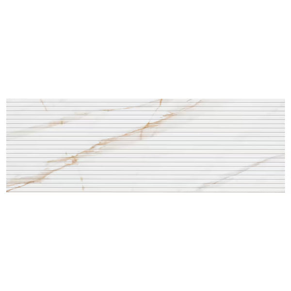 MSI Stone ULC Golden Sunset 16 inch x 48 inch Ceramic Fluted Wall Tile 0.42 inch Thick 5.17 sq ft/each Satin Finish Marble Look