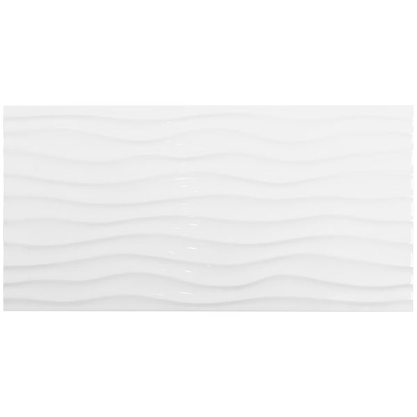 Anatolia Metro White Motion Glossy Rectified Ceramic Wall Tile 12 inch x 24 inch – 11.63 sq.ft./case Textured 3D