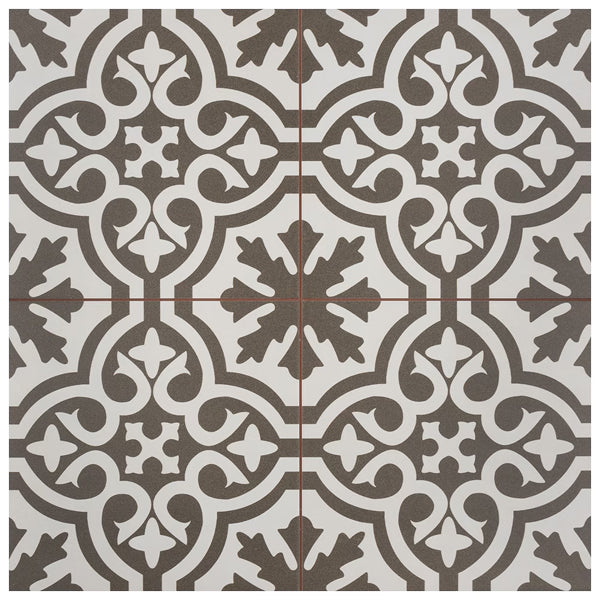Merola Tile Berkeley Charcoal Brown Ceramic Floor and Wall Tile 17.63 inch Width 17.63 inch Length 13.14 sq ft/case Patterned Matte Finish
