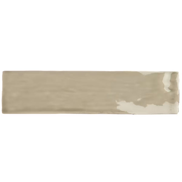 Modamo Santa Clara Bisel Glossy Taupe 3 inch x 12 inch Ceramic Wall Tile 6 sq ft/case – Beveled Subway Style Finish