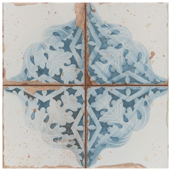 Merola Tile Artisan Azul Decor 13 inch x 13 inch Ceramic Floor and Wall Tile 12.2 sq. ft./case – Patterned Low Sheen Finish