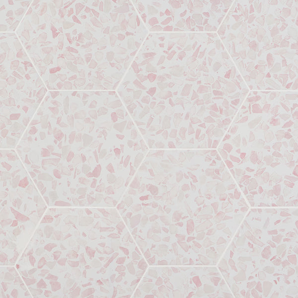 Ivy Hill Tile Fusion Hex Pink Terrazzo 9 inch x 10.5 inch Matte Porcelain Floor and Wall Tile 8.07 sq ft per Case Hexagon