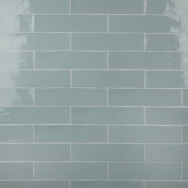 Merola Tile Chester Acqua Ceramic Wall Tile 0.4 inch Thick 3 inch Wide 5.72 sq ft/case Glossy Subway Finish