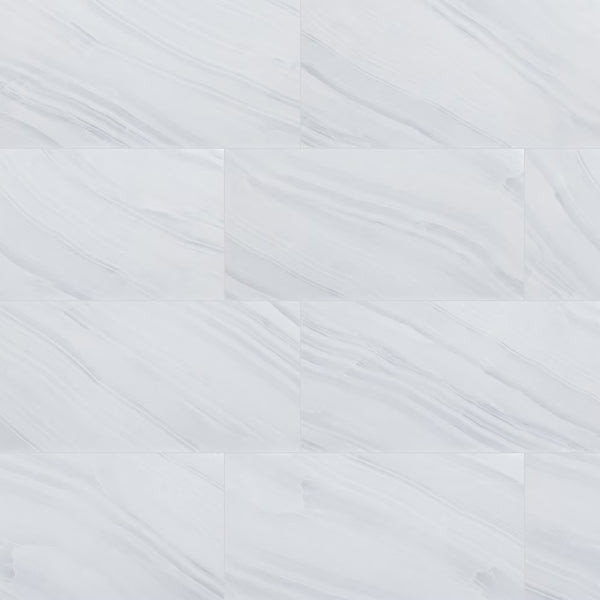 MSI Stone ULC Matrix White Porcelain Tile 12 inch x 24 inch Polished Finish 0.38 inch Thickness Floor and Wall Tile