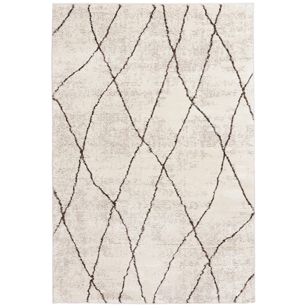Home Decorators Collection Wavy Trellis Ivory/Light Brown 8 ft. x 10 ft. Indoor Area Rug – Plush High Pile Transitional Rug