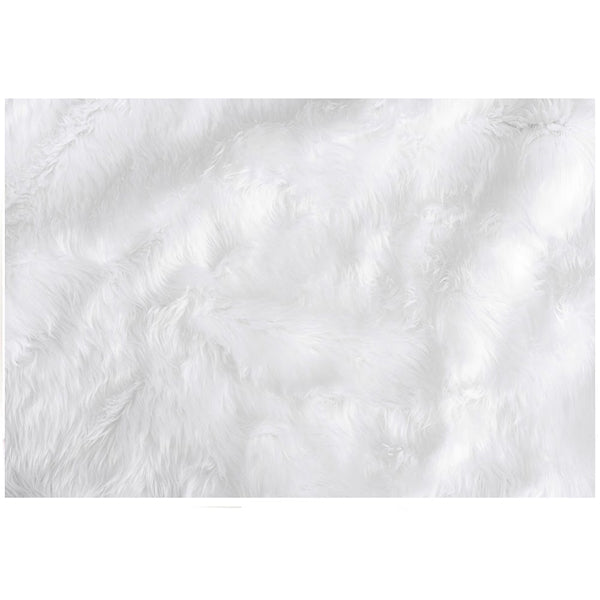 Home Decor Inc. White 30 inch x 45 inch Faux Fur Indoor Rug with Faux Suede Anti-Slip Backing