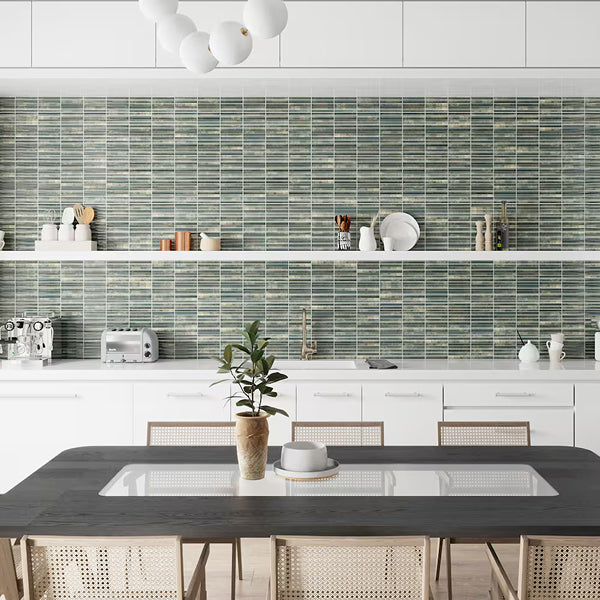 Merola Tile Rubik Verde 5.88 inch x 11.75 inch Ceramic Wall Tile – 10.78 sq ft per Case, Glossy Fluted Green Decorative Wall Tile