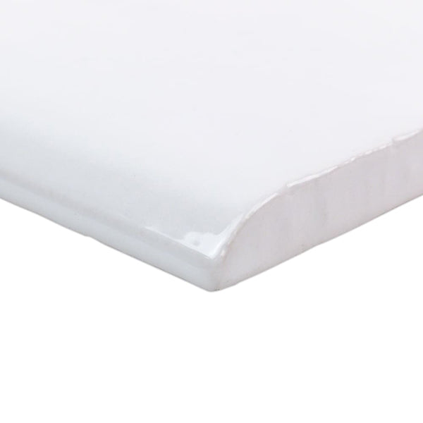 Ivy Hill Tile Catalina White 3 inch x 6 inch Polished Ceramic Bullnose Wall Tile Trim 0.22 sq ft/each – Glossy Finish