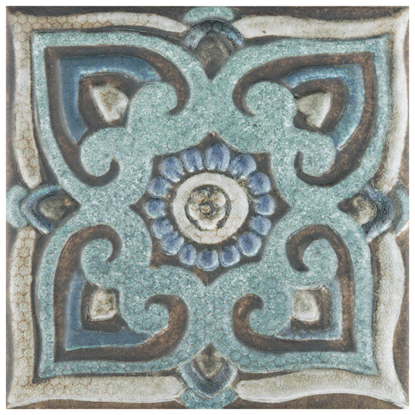 Merola Tile Mandala Decor Mix 7-7/8 inch x 7-7/8 inch Ceramic Wall Tile 11.29 sq. ft./case – Textured Pattern Finish