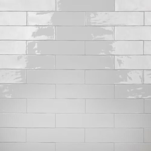 Merola Tile Chester Bianco Ceramic Wall Tile 0.38 inch Thick 3 inch Wide 5.72 sq ft/case Glossy Subway Finish