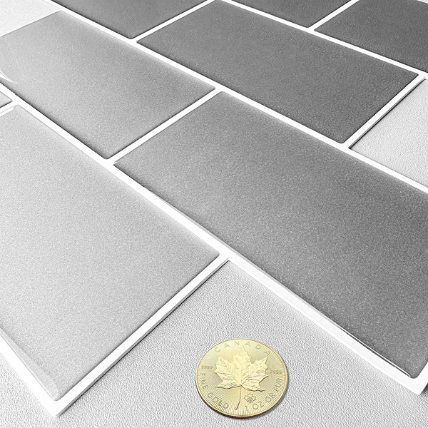 Mureno Dimensions Peel And Stick Backsplash Tile 10x12.6 Grey Subway Rigid Vinyl 4-Pack (TAC: 3.48 sq.ft.)