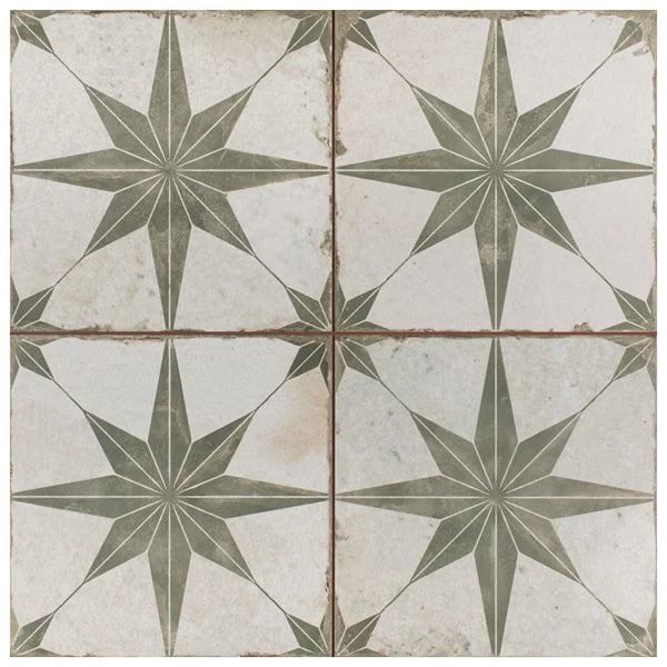 Merola Tile Kings Star Sage 17-5/8 inch x 17-5/8 inch Ceramic Floor and Wall Tile – 11.02 Sq. Ft. Coverage per Case