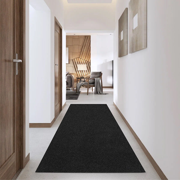 Runner Rug For Hallway Or Kitchen With Rubber Backing, Black
