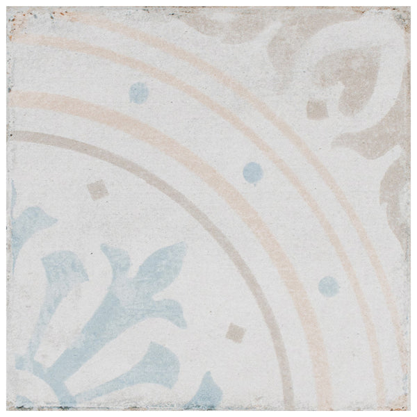 Merola Tile Sample Barcelona Decor Raval 6 inch x 6 inch Porcelain Floor and Wall Tile – Encaustic Inspired Patterned Porcelain Sample