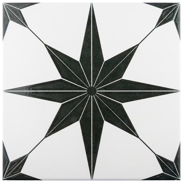 Merola Tile Stella Luxe Nero Porcelain Tile 0.39 inch Thick 9.75 inch x 9.75 inch 10.88 sq ft/case Mixed Finish