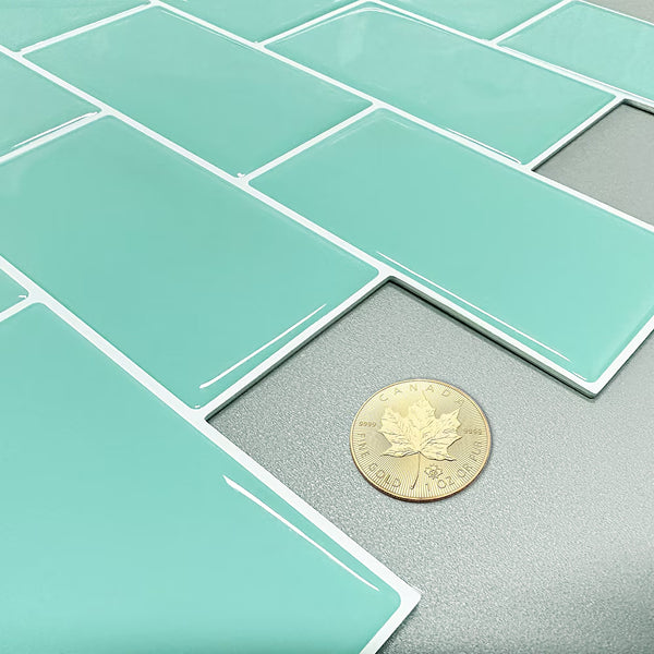 Mureno Dimensions Teal Subway Peel and Stick Rigid Vinyl Tiles 4 Pack