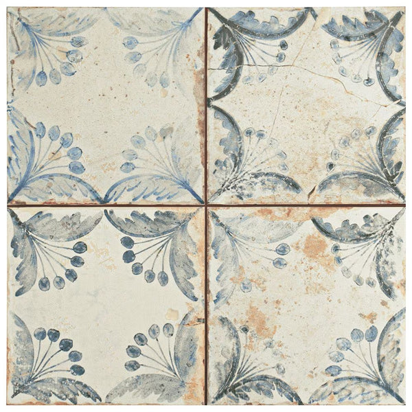 Merola Tile Artisan Oldker 13 inch x 13 inch Ceramic Floor and Wall Tile – 12.0 sq. ft. per Case, Matte Textured Vintage Finish