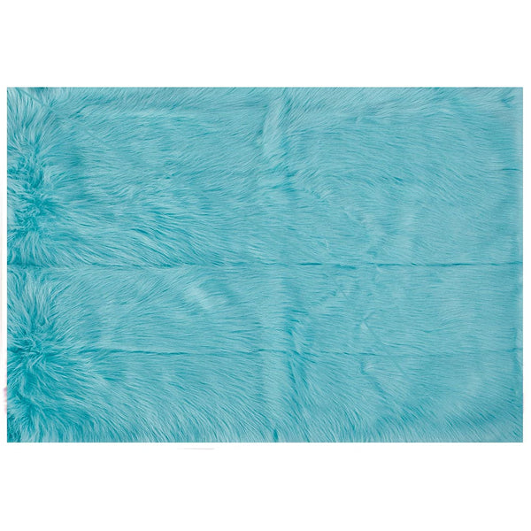 Home Decor Inc. Blue 30 inch x 45 inch Faux Fur Indoor Rug with Faux Suede Anti-Slip Backing
