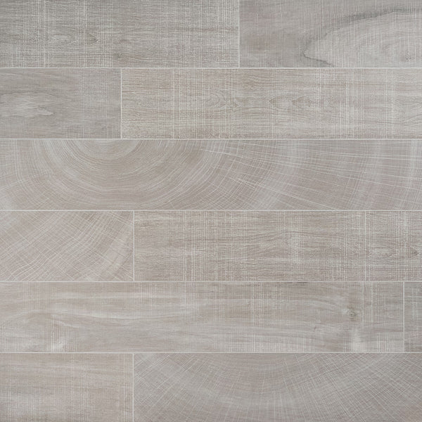 Ivy Hill Tile Montgomery Grey Porcelain Tile 0.39 inch Thick 8 inch x 48 inch 15.49 sq ft/case Matte Wood Look