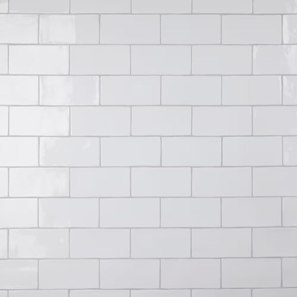 Merola Tile Chester Bianco 3 inch x 6 inch Ceramic Wall Tile – 5.72 sq. ft. per Case, Glossy Smooth Finish