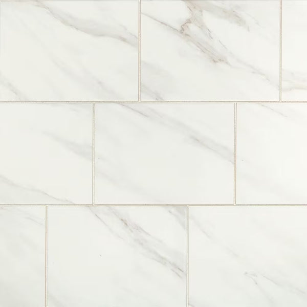 Dal Tile Selwyn Bianco Calacatta Glossy Glazed Ceramic Wall Tile 0.38 inch Thick 10 inch W 14.25 sq ft/case
