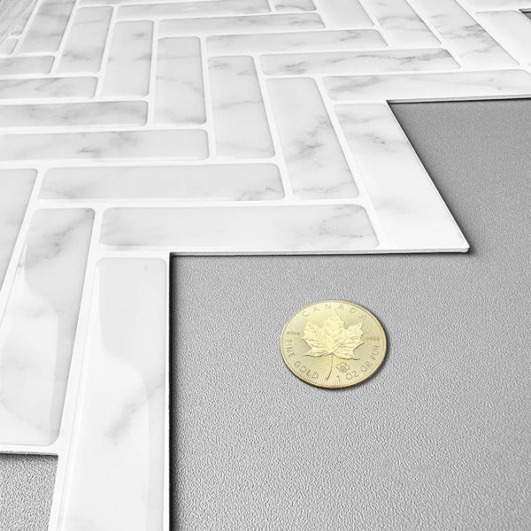 Mureno Dimensions 12x12 White Herringbone Peel and Stick Rigid Vinyl Tiles (4 Pack)