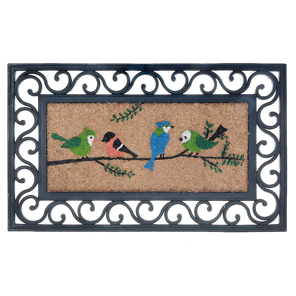 IH Casa Decor Casa Modern 18-Inch x 30-Inch Rubber & Coir Mat Birds On Branch