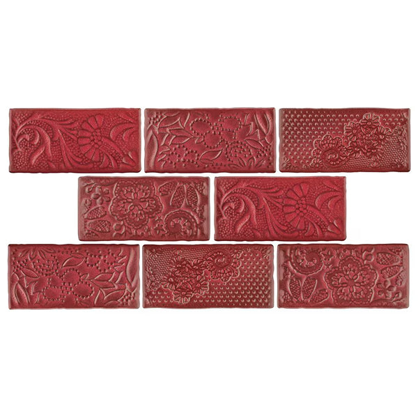 Merola Tile Antic Feelings Red Moon 3 inch x 6 inch Ceramic Wall Tile – 4 sq.ft./case Glossy Patterned Finish