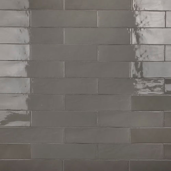 Merola Tile Chester Grey Ceramic Wall Tile 0.4 inch Thick 3 inch Wide 5.72 sq ft/case Glossy Subway Finish