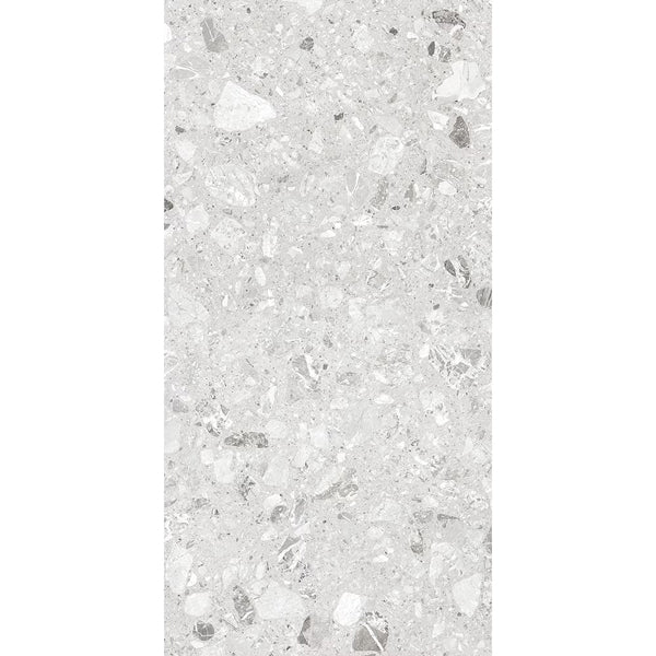 Grizzly Surfaces Modern Terrazzo White Porcelain Tile – 0.32 inch Thick, 12 inch x 24 inch, 11.63 sq.ft/Case – Matte Finish