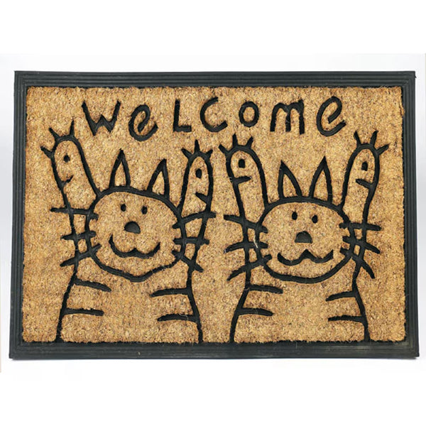 IH Casa Decor Cats Rubber and Coir Door Mat – 16-inch x 27.5-inch