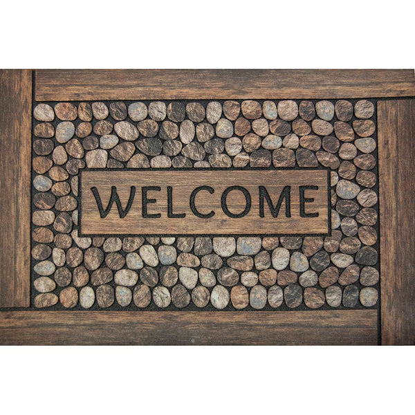 Home Decorators Collection Welcome Brown 2 ft. x 3 ft. Indoor/Outdoor Recycled Rubber Door Mat