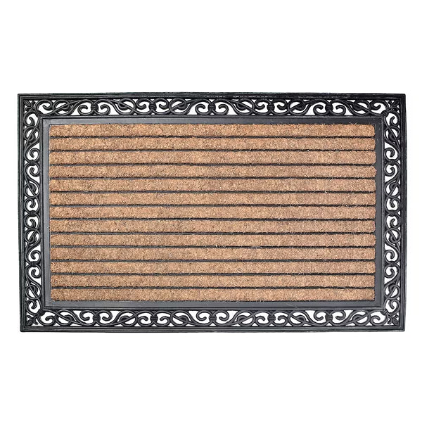 IH Casa Decor 30-inch x 48-inch Rubber and Coir Brush Mat – Rectangular Striped Doormat