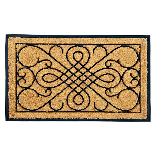 Home Decor Inc. 24-inch x 36-inch Rubber Backed Natural Floral Coir Outdoor Doormat