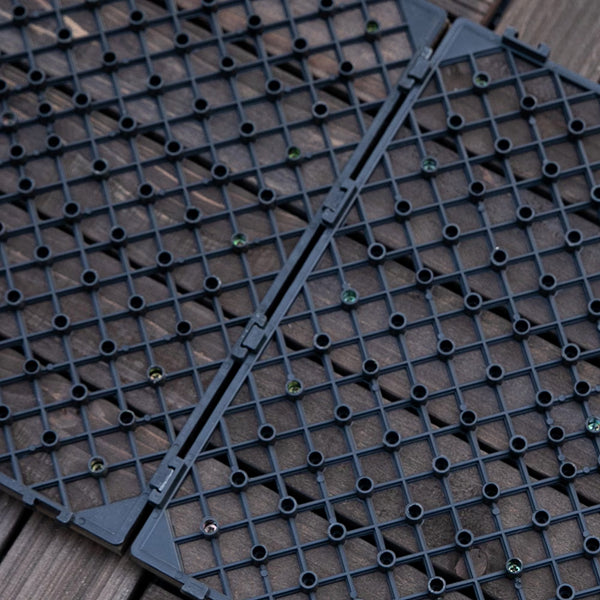 Outsunny 1' x 1' Wood Deck Tile – 27-Pack, Black