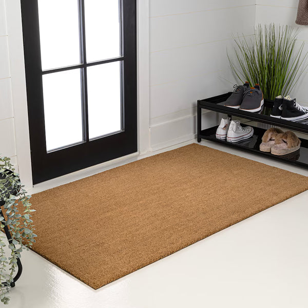 JONATHAN Y Peater Classic Casual Commercial Natural Coir Light Brown 3 ft. x 6 ft. Doormat