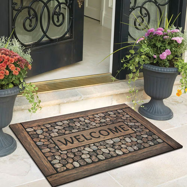 Home Decorators Collection Welcome Brown 2 ft. x 3 ft. Indoor/Outdoor Recycled Rubber Door Mat