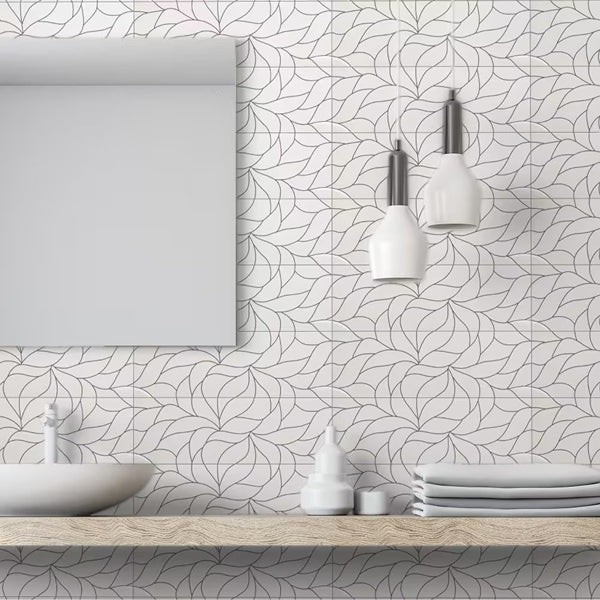 Modamo Brooklyn Décor Glossy White with Black 12-inch x 36-inch Ceramic Wall Tile (14.53 Sq.Ft./Case)