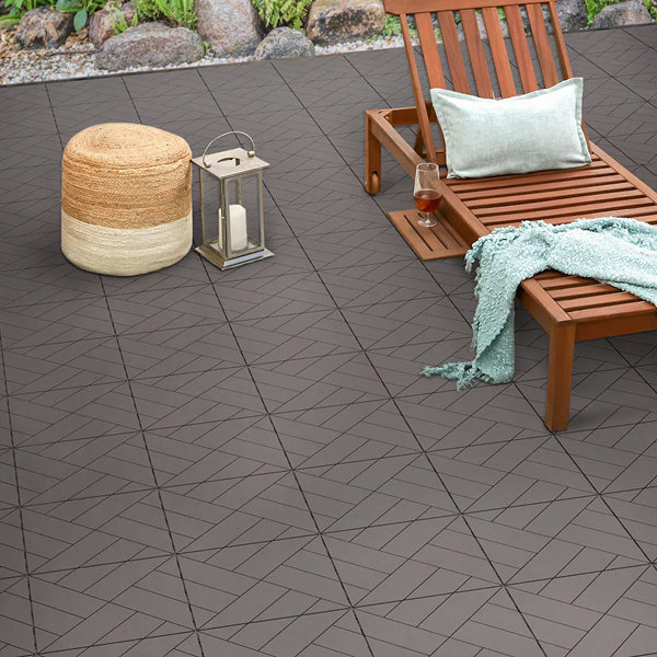 Easy Tile 12" x 12" Parquet Deck Tile (6-Pack) Shadow