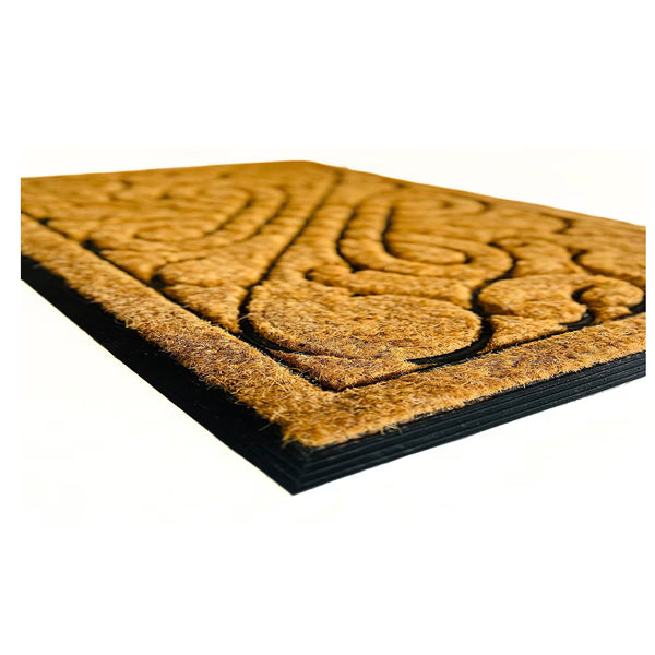 Home Decor Inc. 24-inch x 36-inch Rubber Backed Natural Floral Coir Outdoor Doormat