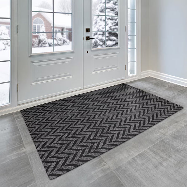 TrafficMaster Florida Two-Tone Needlepunch Doormat – 4 x 6 ft, Charcoal & Black, Non-Slip