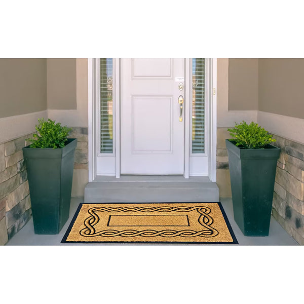 Home Decor Inc. Natural Scroll Coir Outdoor Door Mat – 24" x 36"