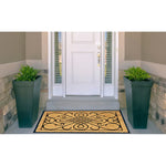 Load image into Gallery viewer, Home Decor Inc. 24-inch x 36-inch Rubber Backed Natural Floral Coir Outdoor Doormat
