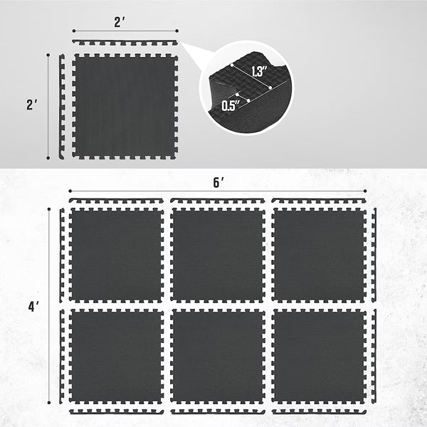 CAP Barbell 24" W x 24" L x 0.75" Thick Double-Sided T Pattern Puzzle Tiles (6 Tiles) (24 sq. ft.)