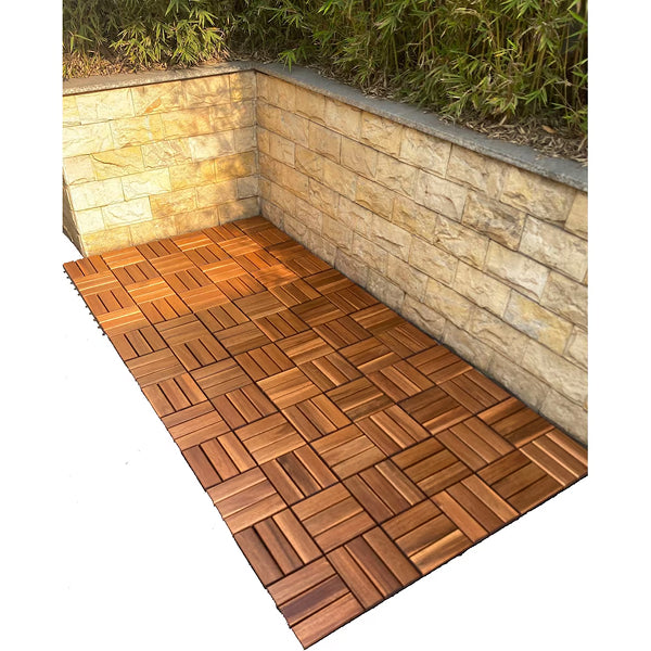 HDG 11.75 in. x 11.75 in. Acacia Wood Deck Tile for Indoor & Outdoor – 9 Tiles/Box (8.73 sq. ft./Box)