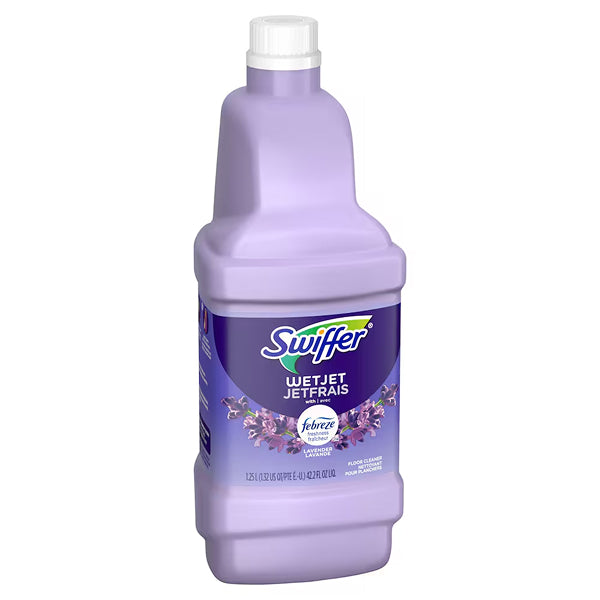 Swiffer WetJet 1.25 L Multi-Surface & Hardwood Floor Cleaner Solution Refill – Lavender Vanilla & Comfort, Safe & Fast-Drying