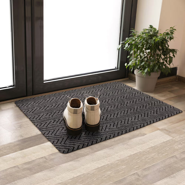 TrafficMaster Scollard 2 ft. x 3 ft. Two-tone Needlepunch Charcoal/Black Doormat