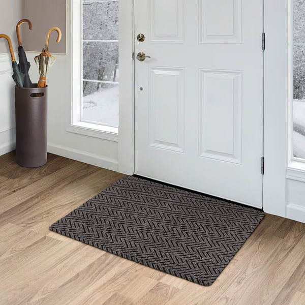 TrafficMaster Scollard 2 ft. x 3 ft. Two-tone Needlepunch Charcoal/Black Doormat