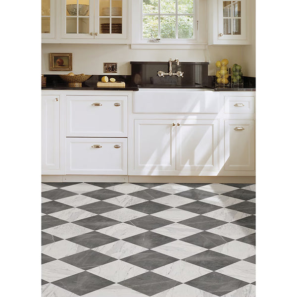 Ensemble de 20 carreaux de sol en vinyle FloorPops en marbre gris et blanc Bonneville 12 po x 12 po (20 pi2)